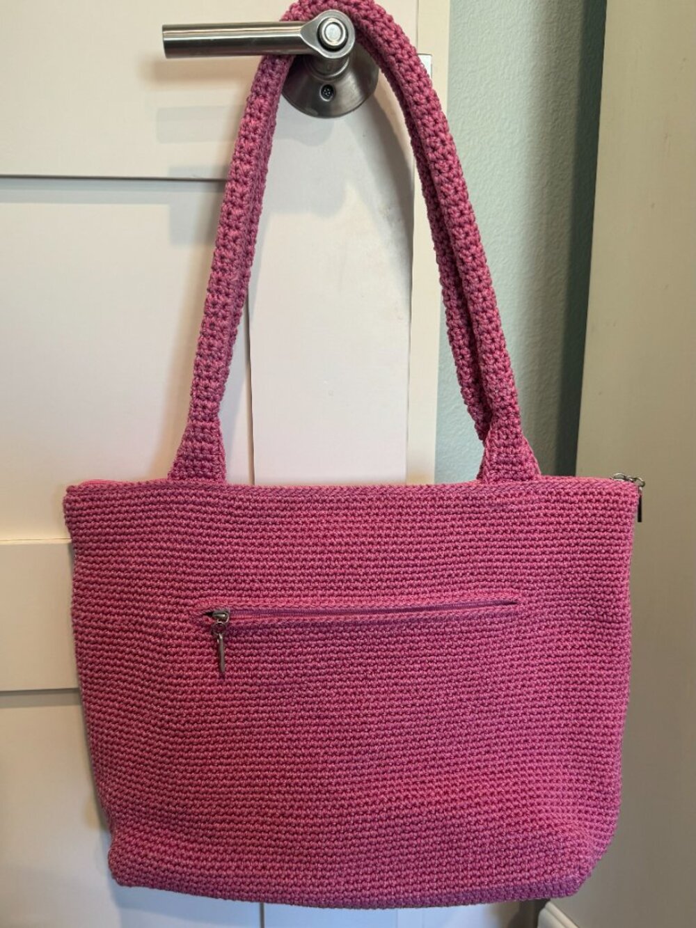 The Sak “Crafted Classics” caryall tote in pink with hand‑crocheted c - Picture 2 of 3